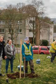 Image from the planting of The Dispersed Memorial Forest in The Crichton & NHS Mountainhall, Dumfries, Scotland.