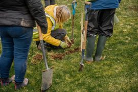 Image from the planting of The Dispersed Memorial Forest in The Crichton & NHS Mountainhall, Dumfries, Scotland.