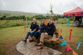 Image from the launch of The Dispersed Memorial Forest at Bell Crecent Park, Sanquhar, on Friday, 14 June, 2024.