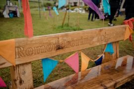 Image from the launch of The Dispersed Memorial Forest at Bell Crecent Park, Sanquhar, on Friday, 14 June, 2024.