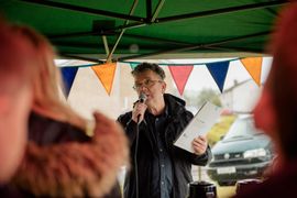 Image from the launch of The Dispersed Memorial Forest at Bell Crecent Park, Sanquhar, on Friday, 14 June, 2024.