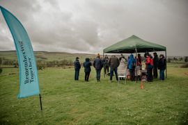 Image from the launch of The Dispersed Memorial Forest at Bell Crecent Park, Sanquhar, on Friday, 14 June, 2024.