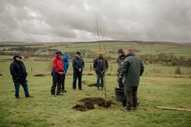 Image from the launch of The Dispersed Memorial Forest at Bell Crecent Park, Sanquhar, on Friday, 14 June, 2024.
